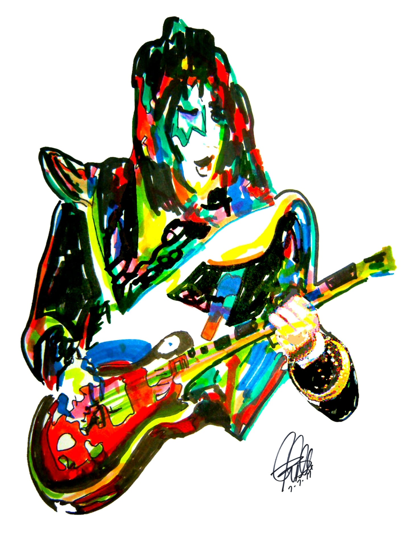 Ace Frehley Kiss New York Groove Guitar Rock Music Print Poster Wall Art 8.5x11