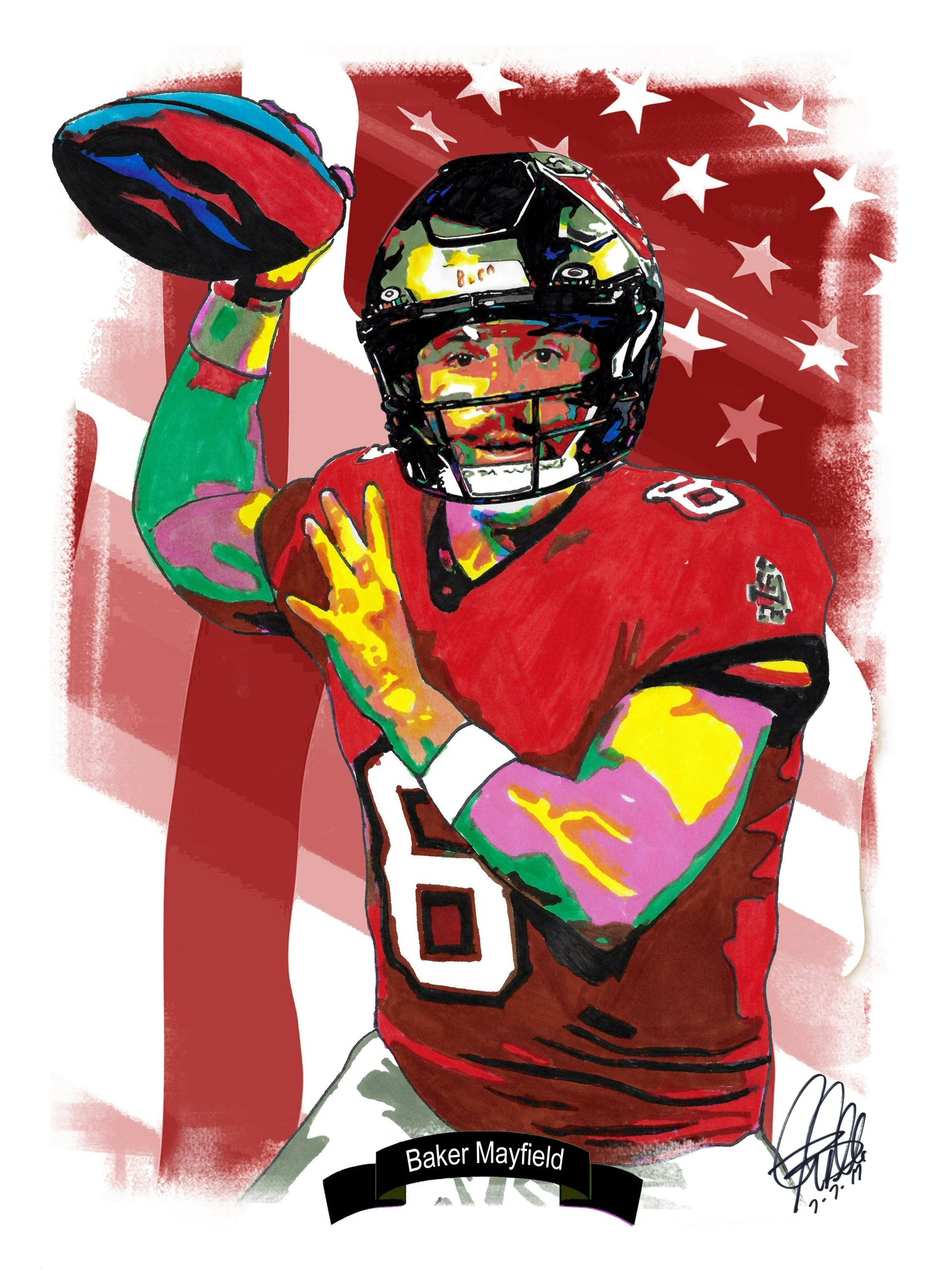 Baker Mayfield Tampa Bay Buccaneers Football QB Poster Print Wall Art 18x24
