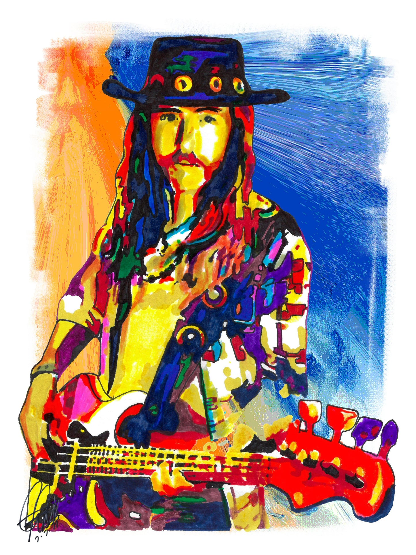 Berry Oakley Allman Brothers Southern Rock Music Print Poster Wall Art 18x24