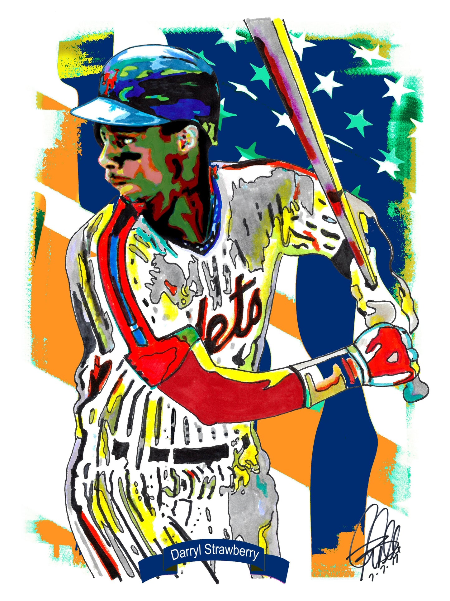 Darryl Strawberry New York Mets Baseball Sports Poster Print Wall Art 8.5x11