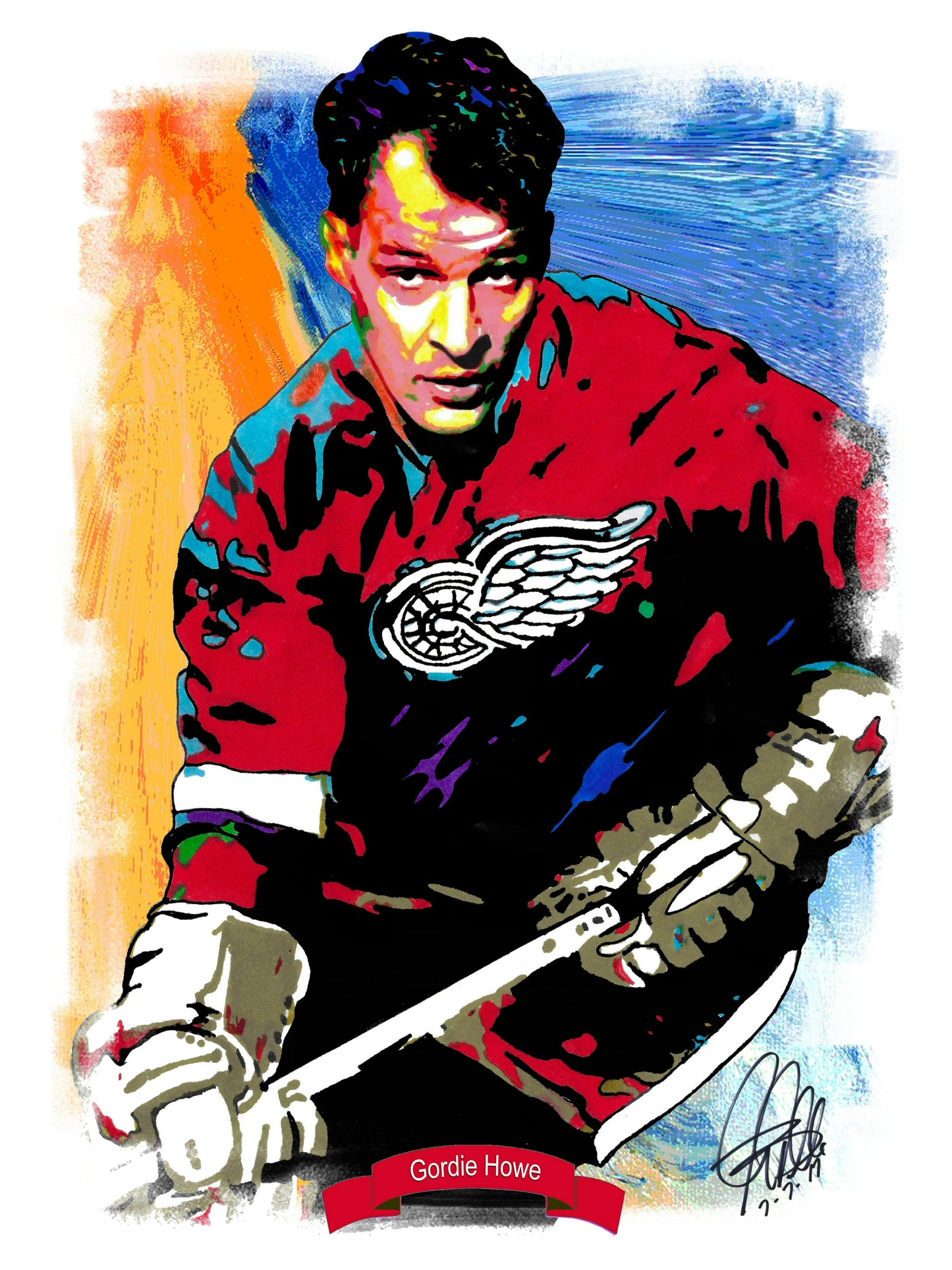 Gordie Howe Detroit Red Wings Hockey Sports Print Poster Wall Art 18x24