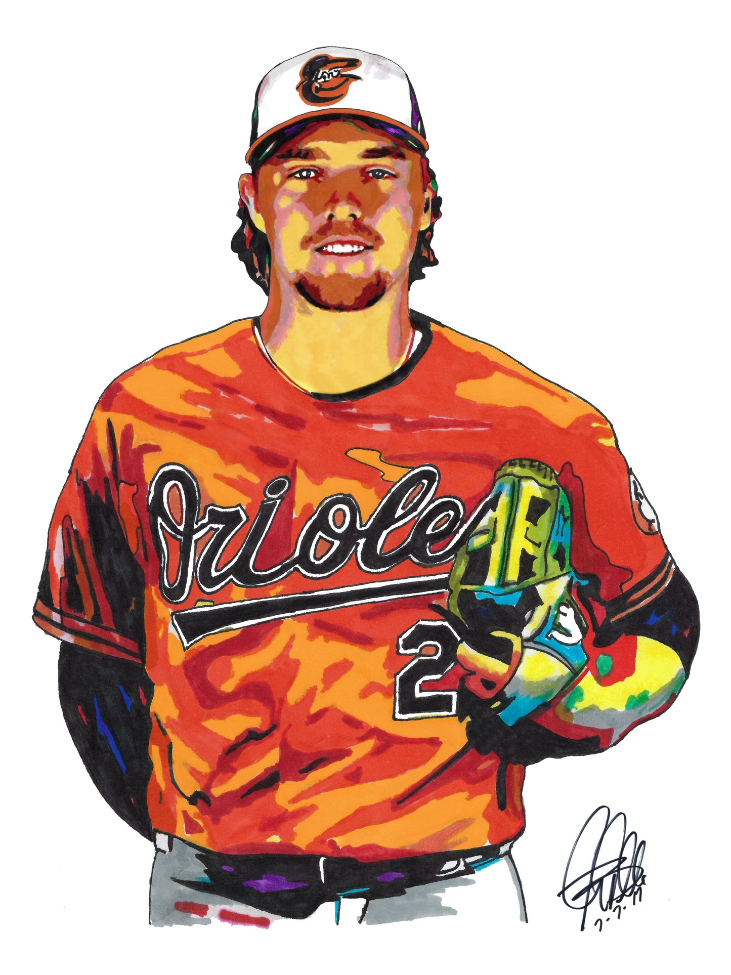 Gunnar Henderson Baltimore Orioles Baseball Print Poster Wall Art 8.5x11