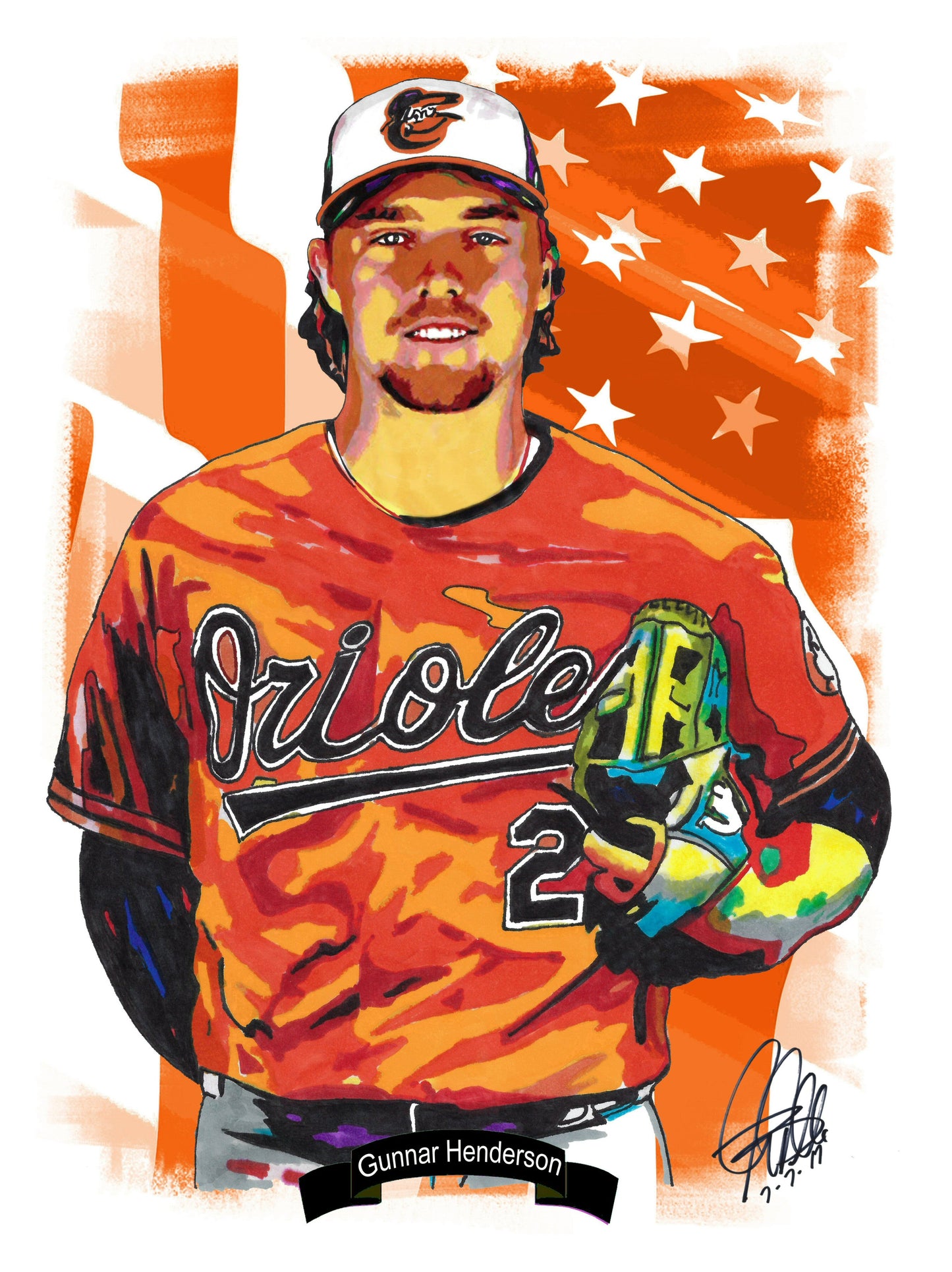 Gunnar Henderson Baltimore Orioles SS Baseball Print Poster Wall Art 18x24
