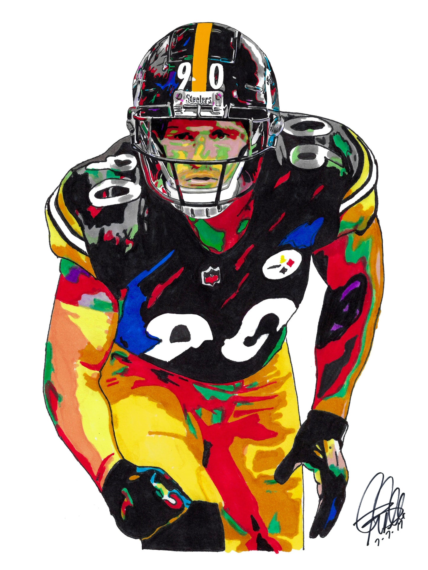 TJ Watt Pittsburgh Steelers Football Sports Poster Print Wall Art 18x24