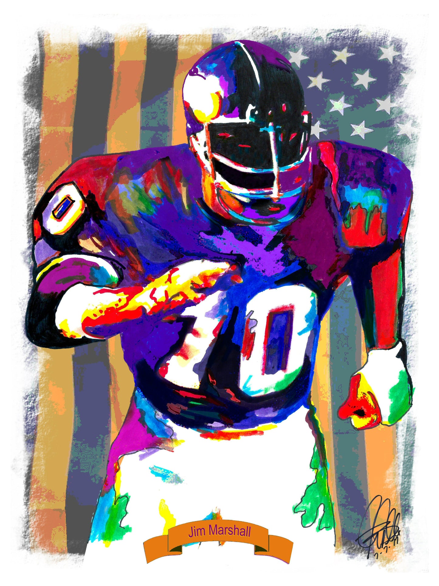 Jim Marshall Minnesota Vikings Football Poster Print Wall Art 18x24