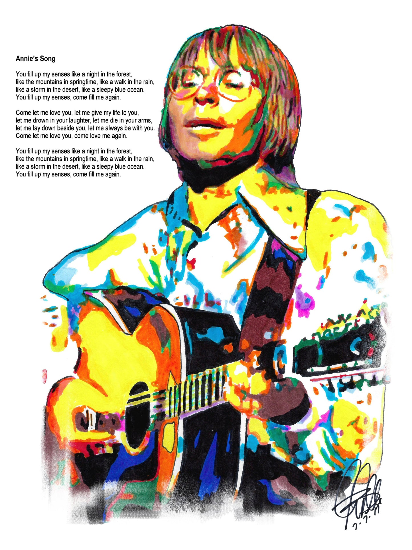 John Denver Annie's Song Singer Folk Music Poster Print Wall Art 8.5x11