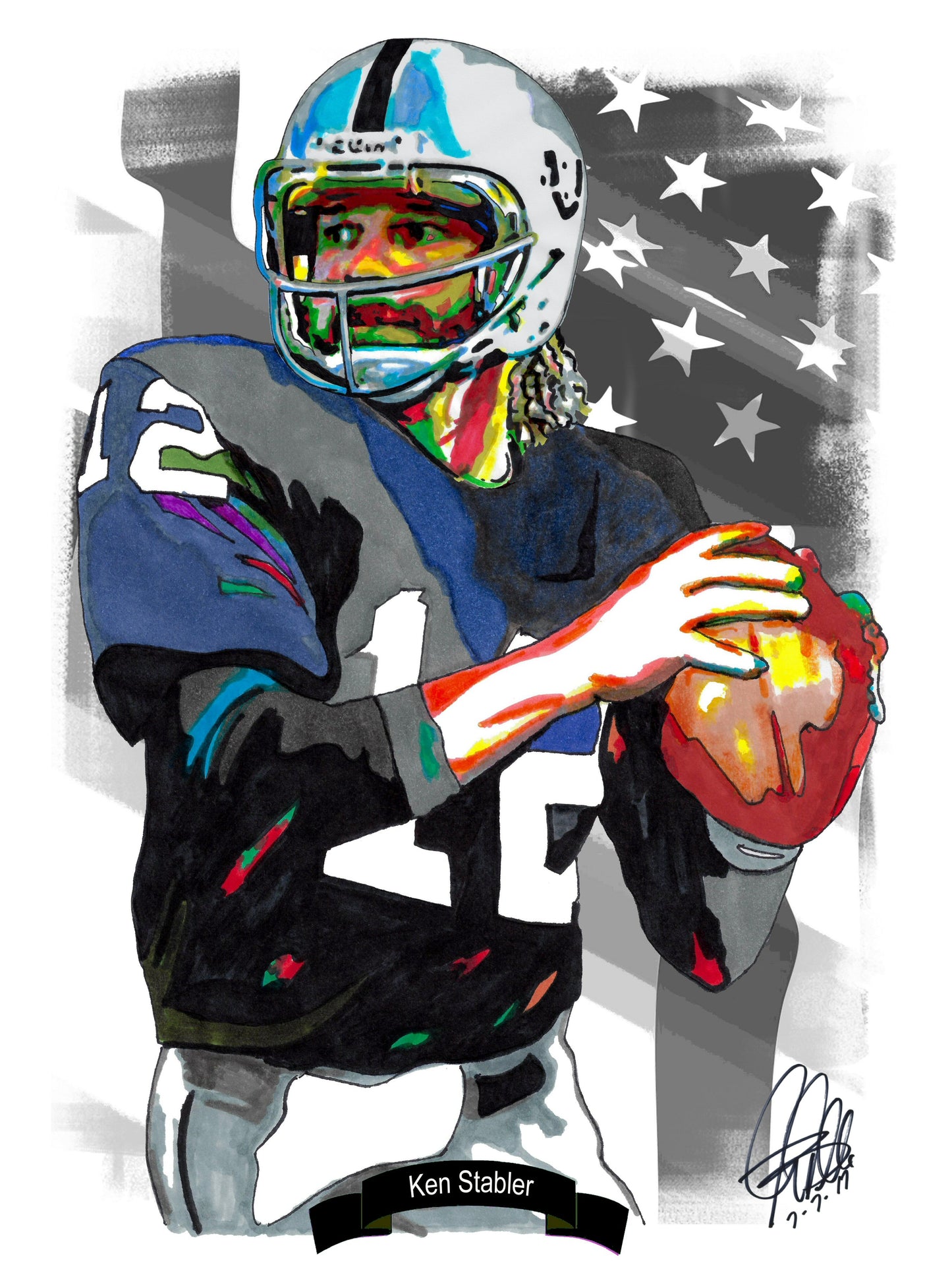 Ken Snake Stabler Oakland Raiders QB Football Poster Print Wall Art 8.5x11