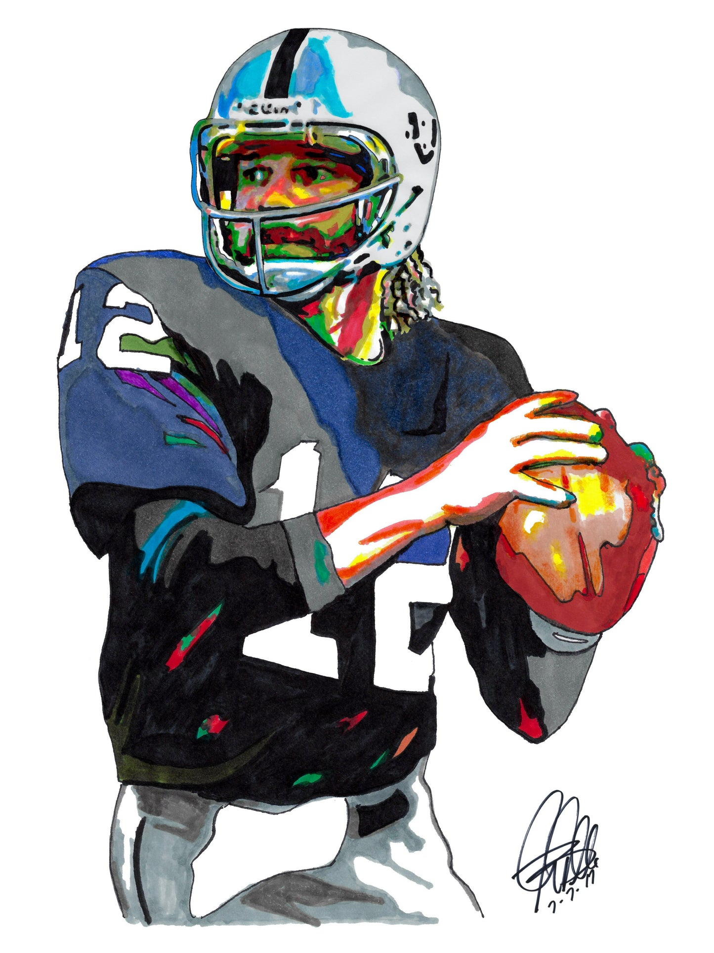 Ken Stabler Oakland Raiders Quarterback Football Poster Print Wall Art 8.5x11