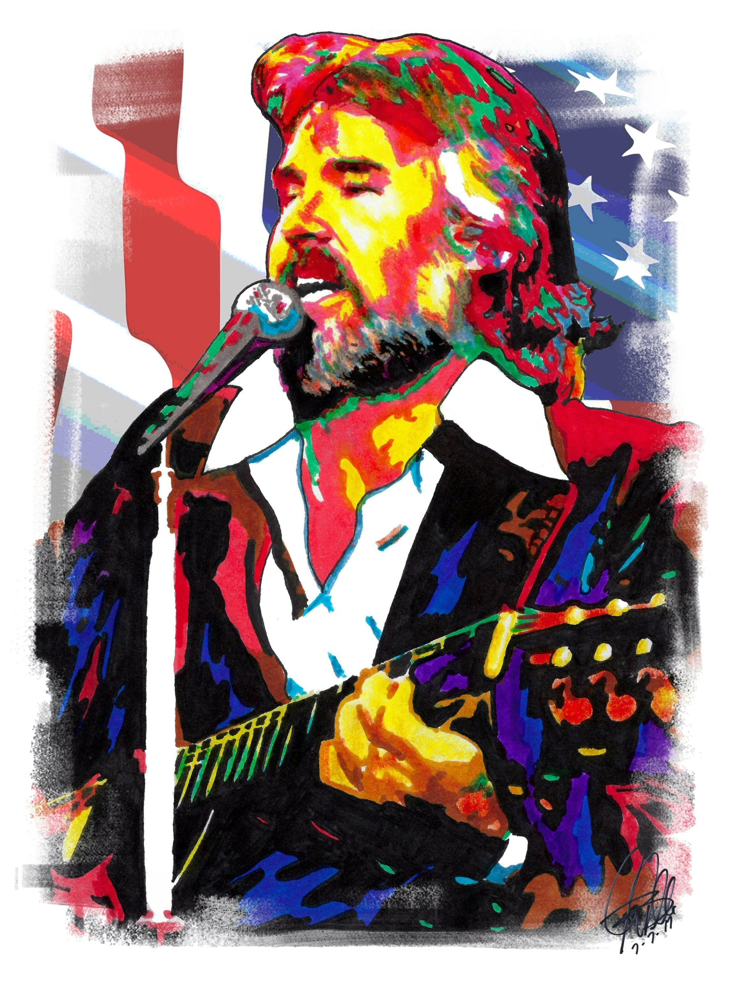 Kenny Rogers Singer Country Pop Music Poster Print Wall Art 18x24