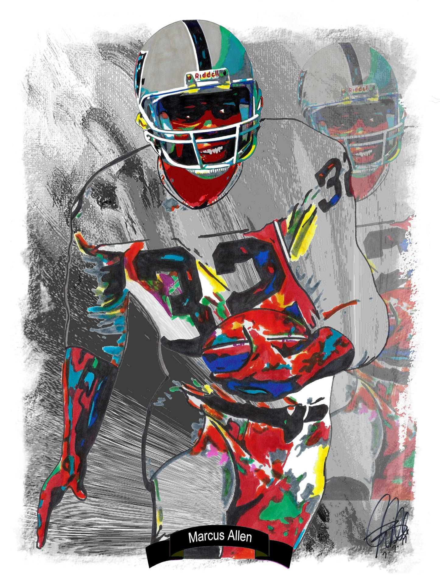 Marcus Allen Oakland Raiders Football Sports Poster Print Wall Art 18x24