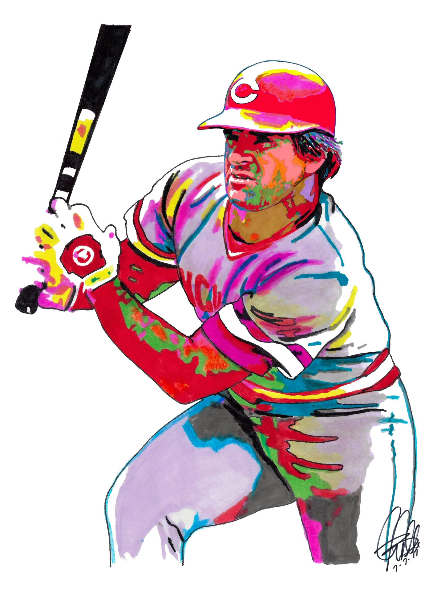 Pete Rose Cincinnati Reds Baseball Sports Poster Print Wall Art 8.5x11