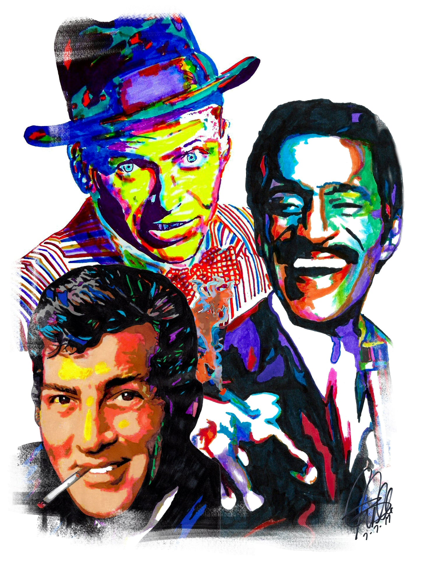 Rat Pack Frank Sinatra Sammy Davis Jr Dean Martin Music Print Wall Art 18x24