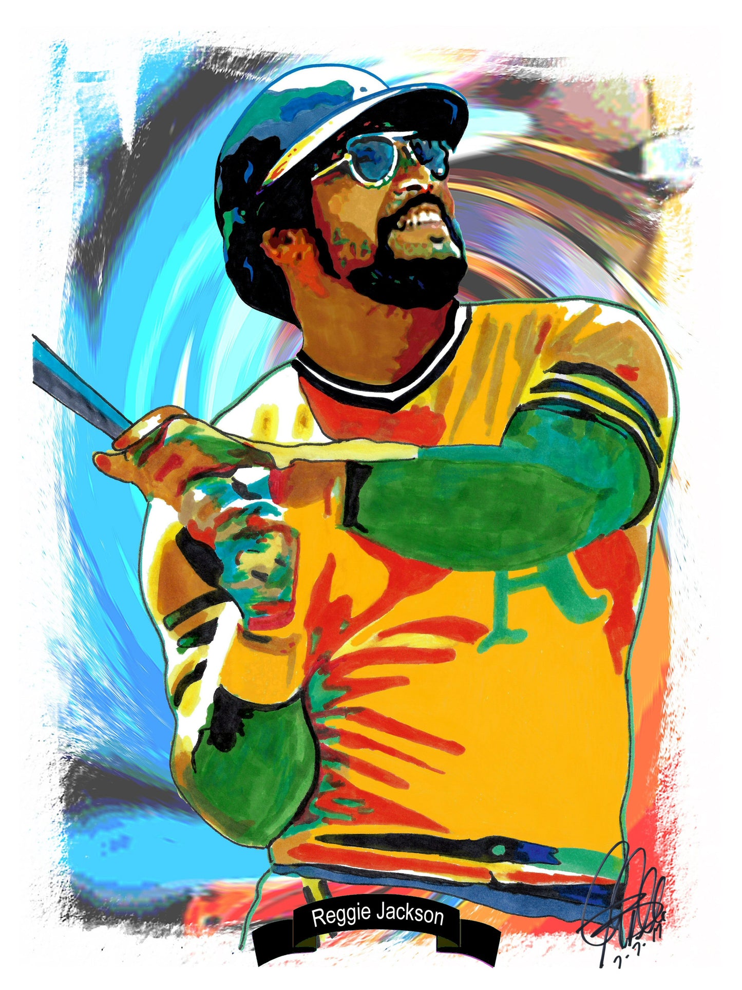 Reggie Jackson Oakland Athletics Baseball Sports Poster Print Wall Art 8.5x11