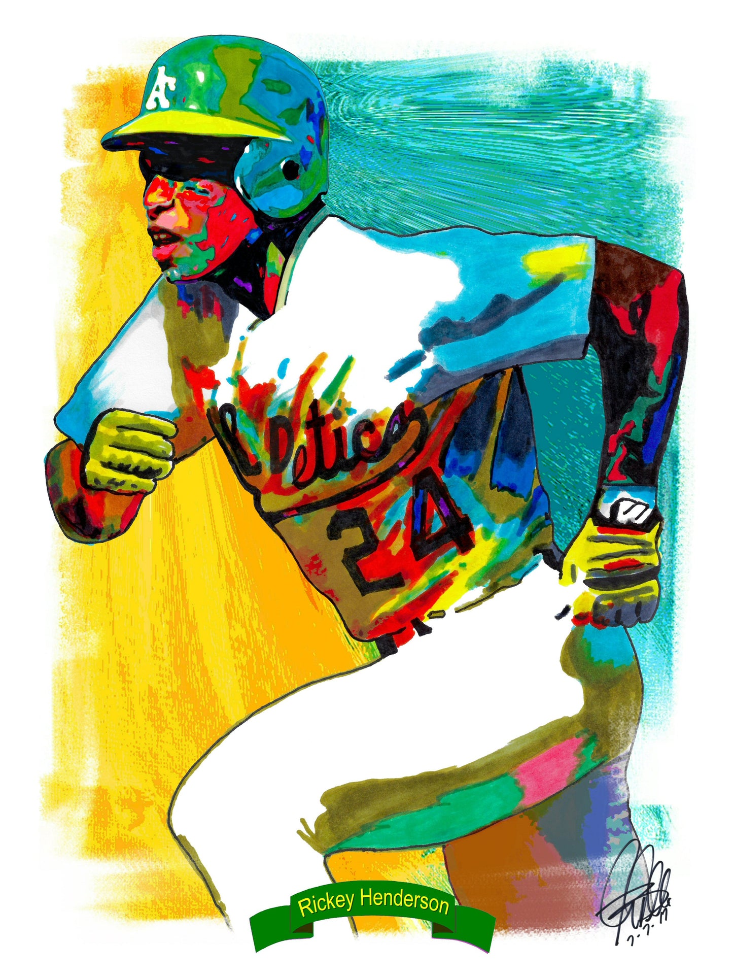 Rickey Henderson Oakland Athletics Baseball Sports Poster Print Wall Art 8.5x11