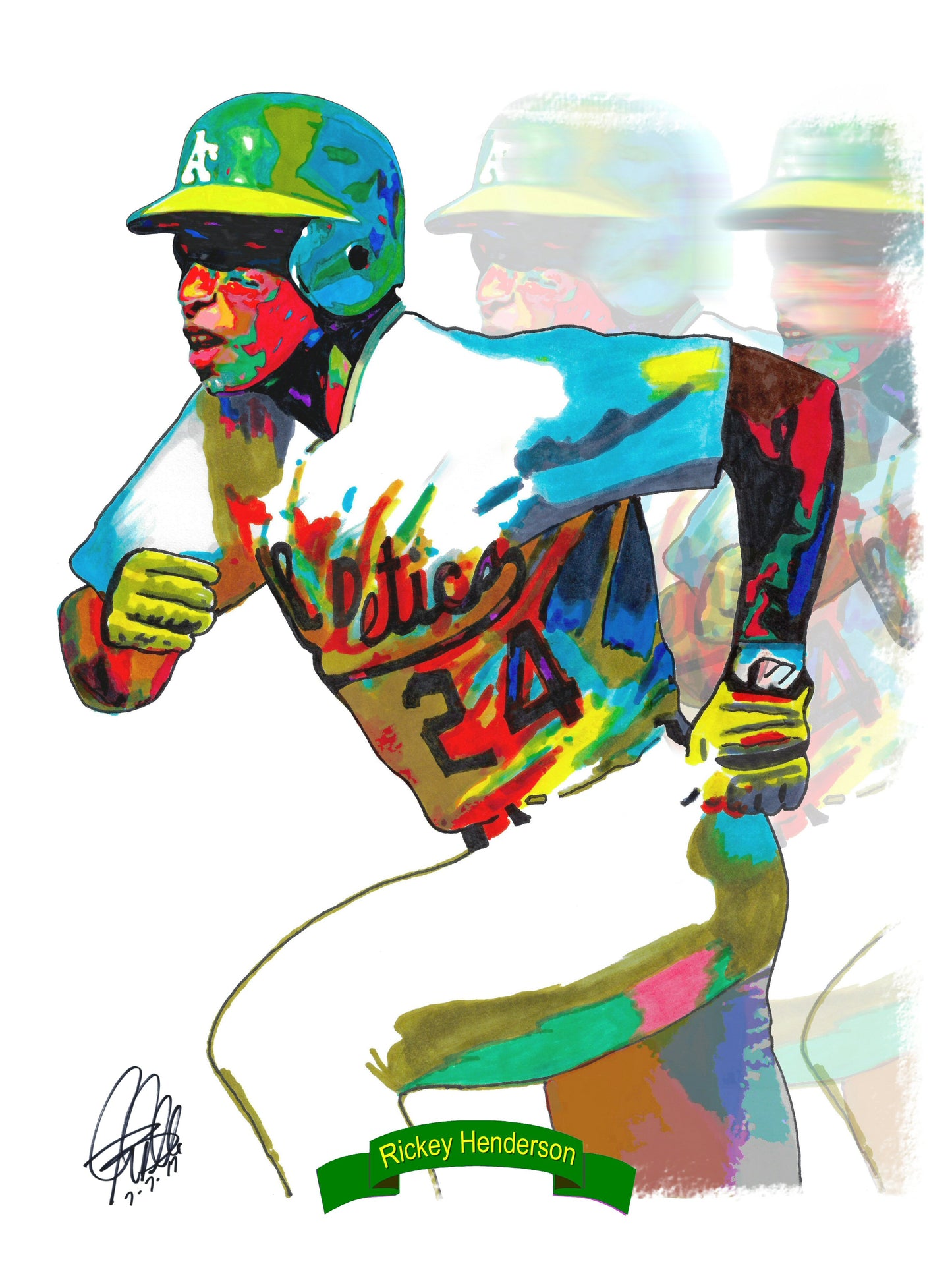Rickey Henderson Oakland Athletics Baseball Poster Print Wall Art 18x24
