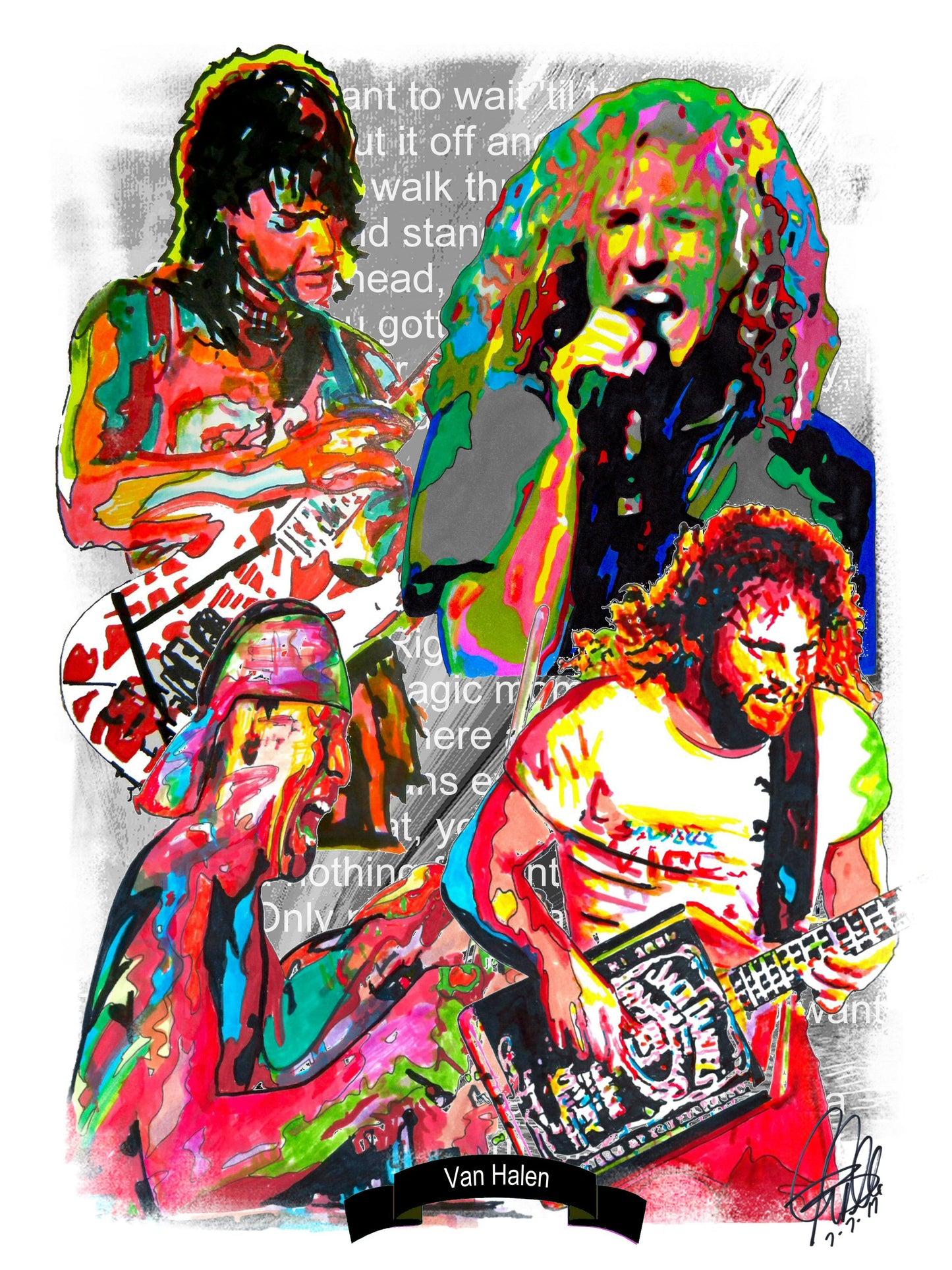 Van Halen Sammy Hagar Rock Music Poster Print Wall Art 8.5x11
