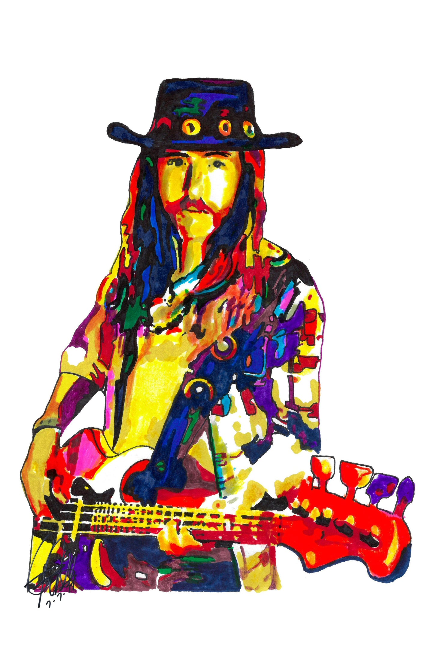 Berry Oakley Allman Brothers Bass Guitar Rock Music Print Poster Wall Art 11x17