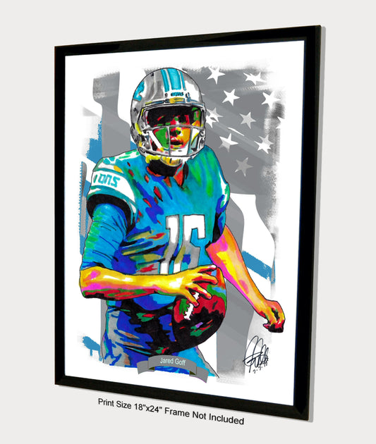 Jared Goff Detroit Lions Football Sports Poster Print Wall Art 18x24