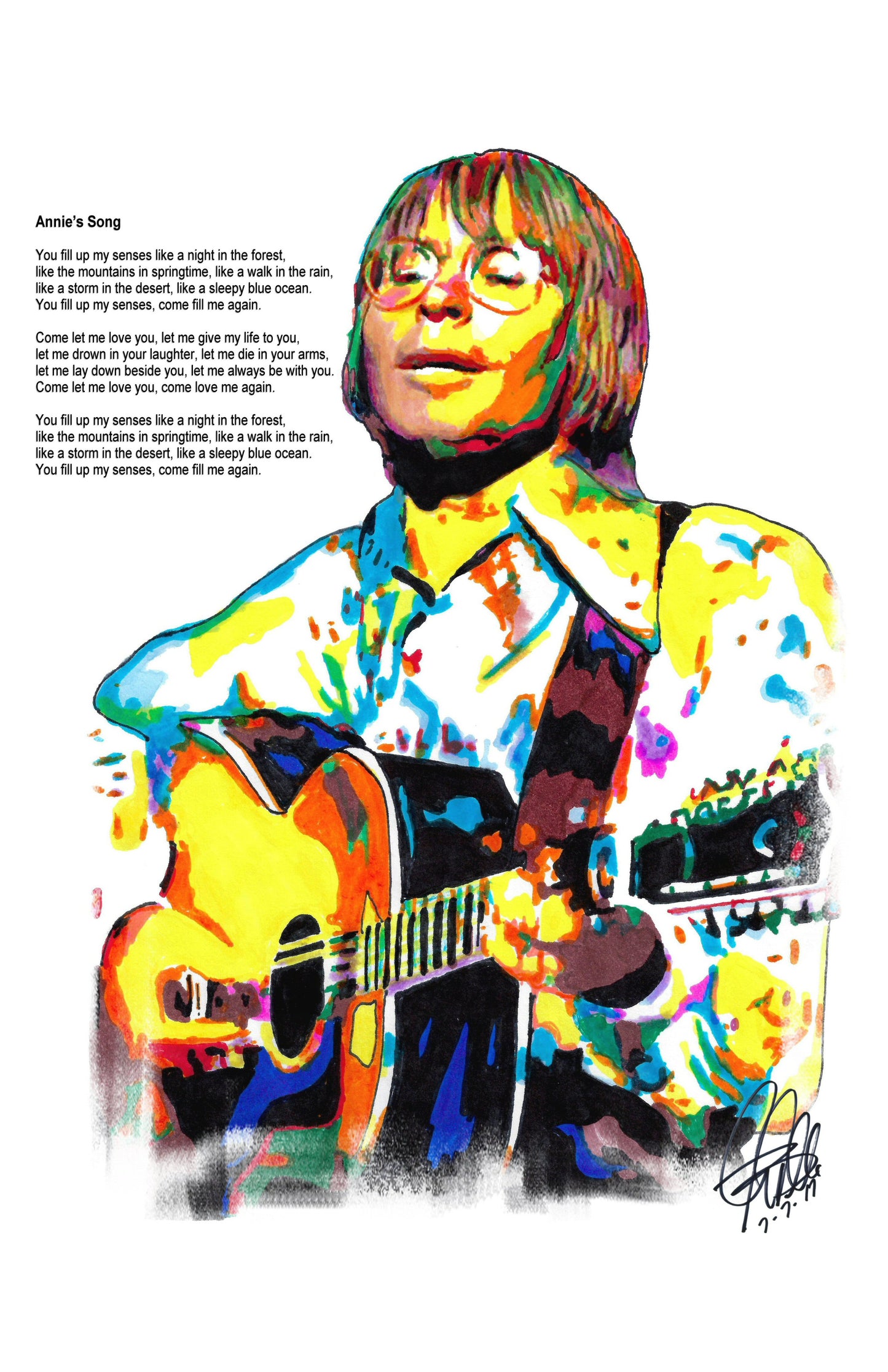 John Denver Annie's Song Singer Folk Music Poster Print Wall Art 11x17