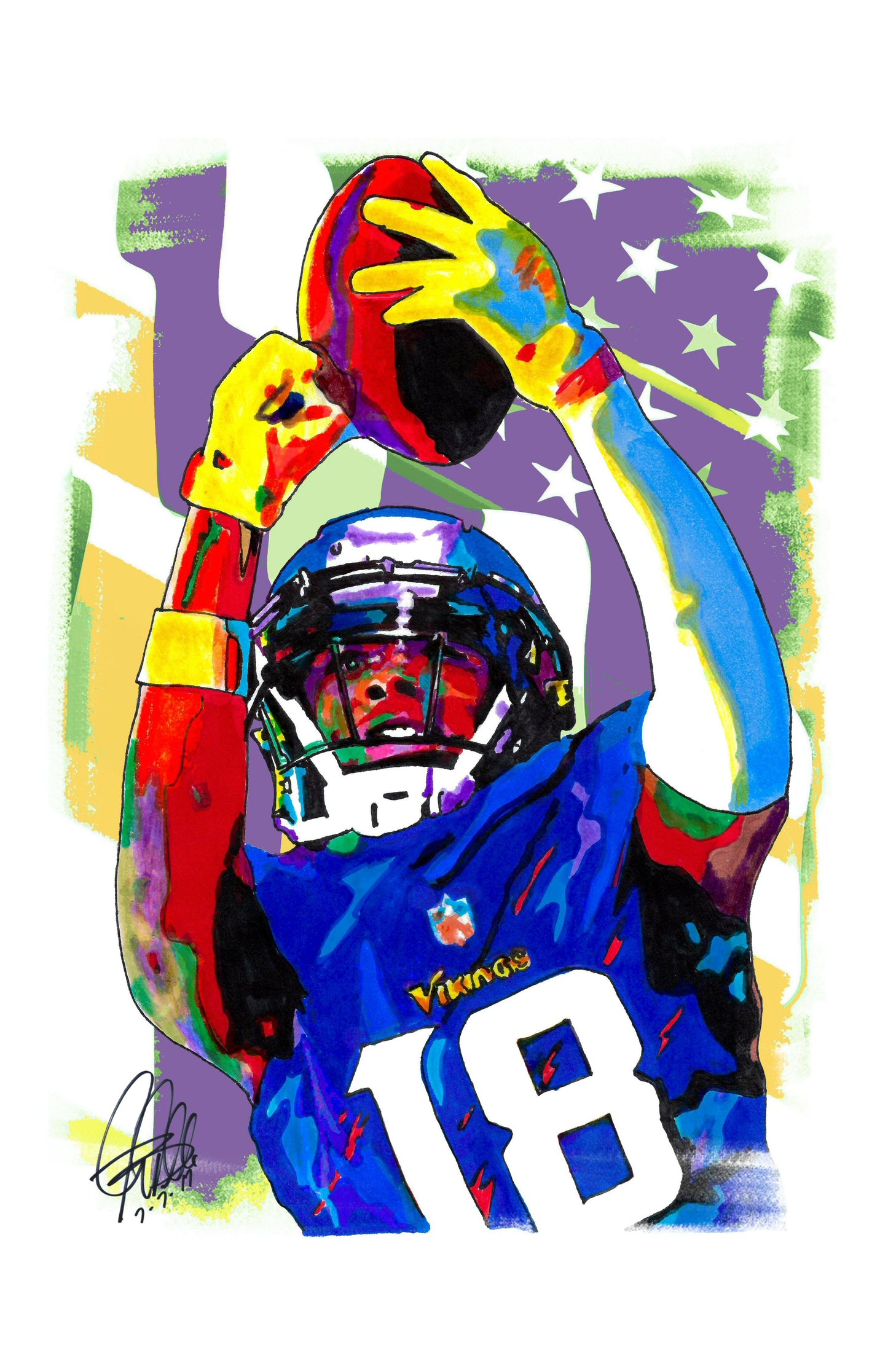 Justin Jefferson Minnesota Vikings Football Print Poster Wall Art 11x17