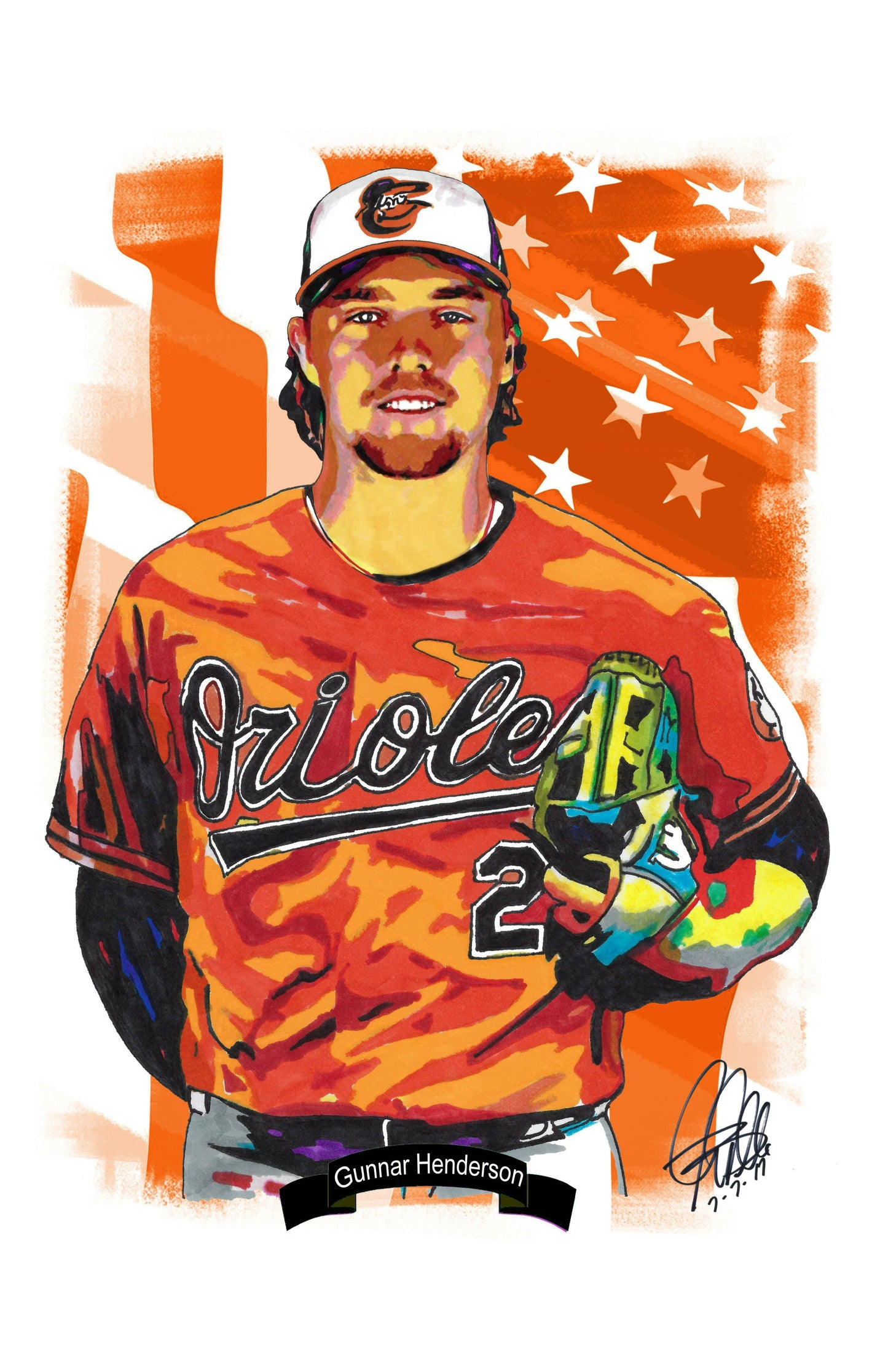 Gunnar Henderson Baltimore Orioles SS Baseball Print Poster Wall Art 11x17