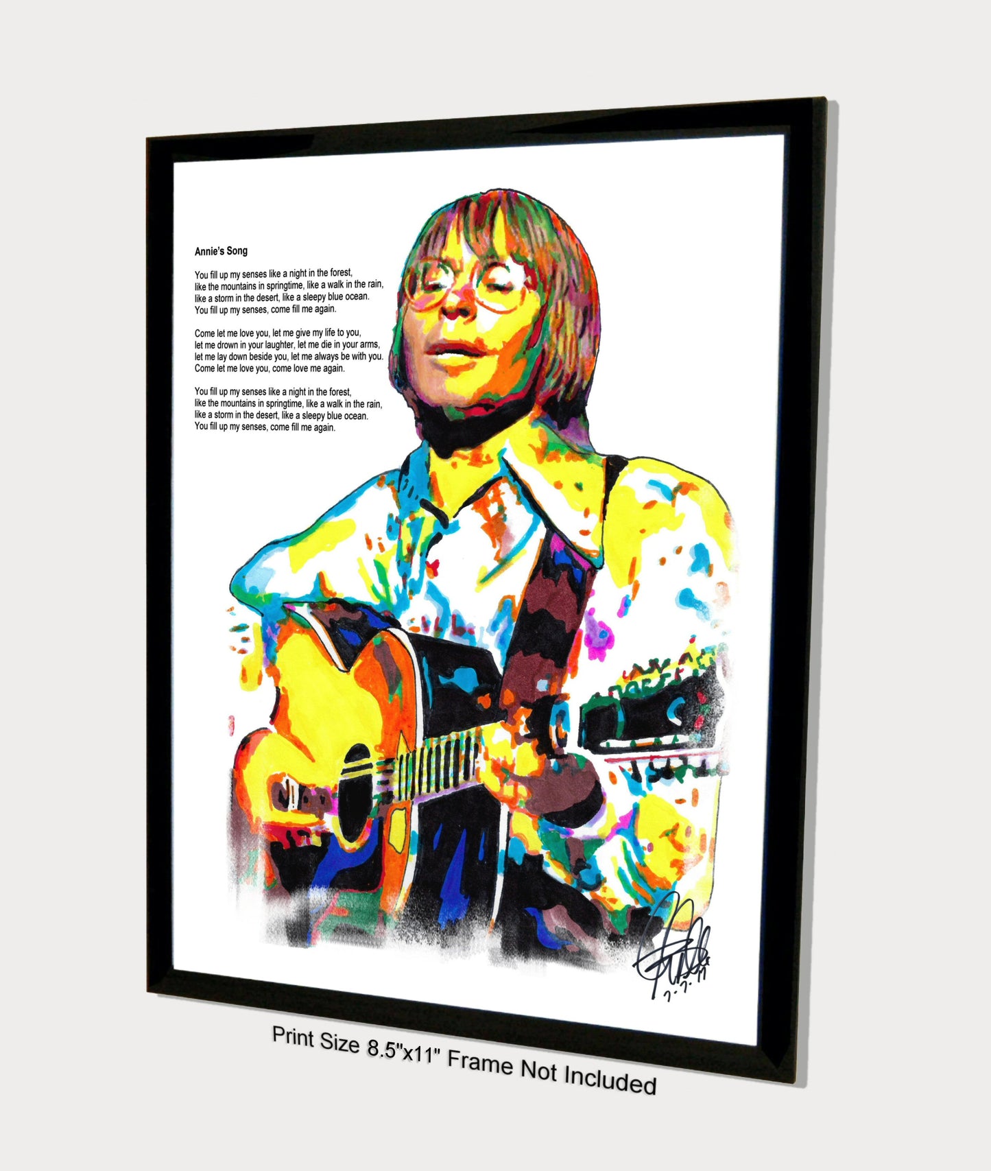 John Denver Annie's Song Singer Folk Music Poster Print Wall Art 8.5x11