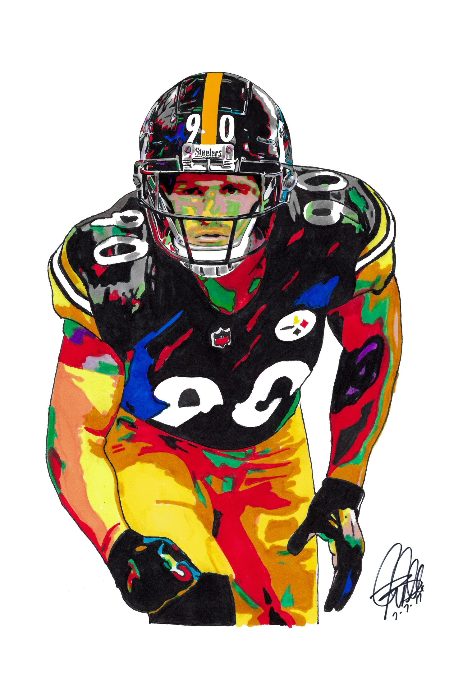 TJ Watt Pittsburgh Steelers Football Sports Poster Print Wall Art 11x17