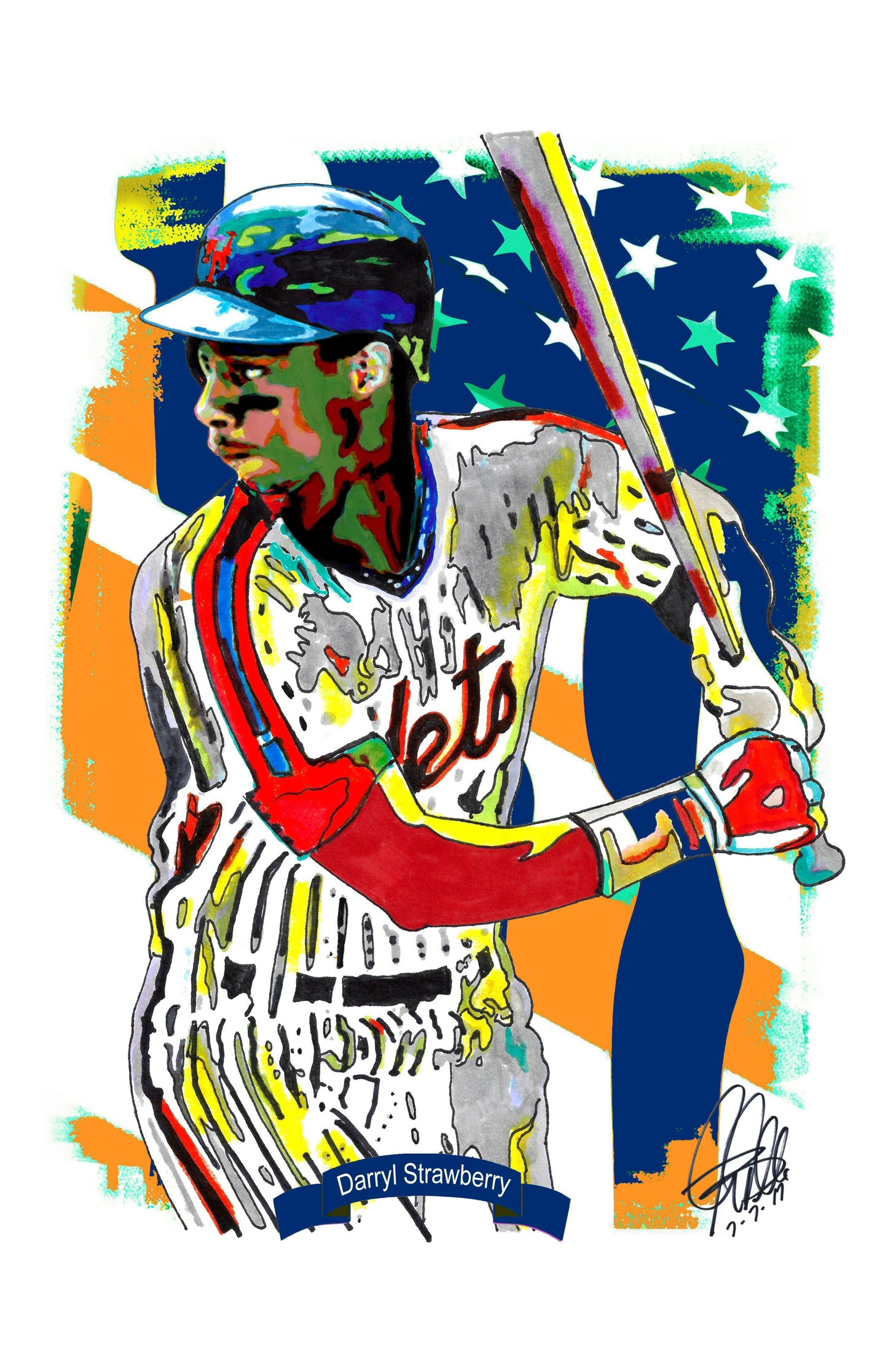 Darryl Strawberry New York Mets Baseball Sports Poster Print Wall Art 11x17