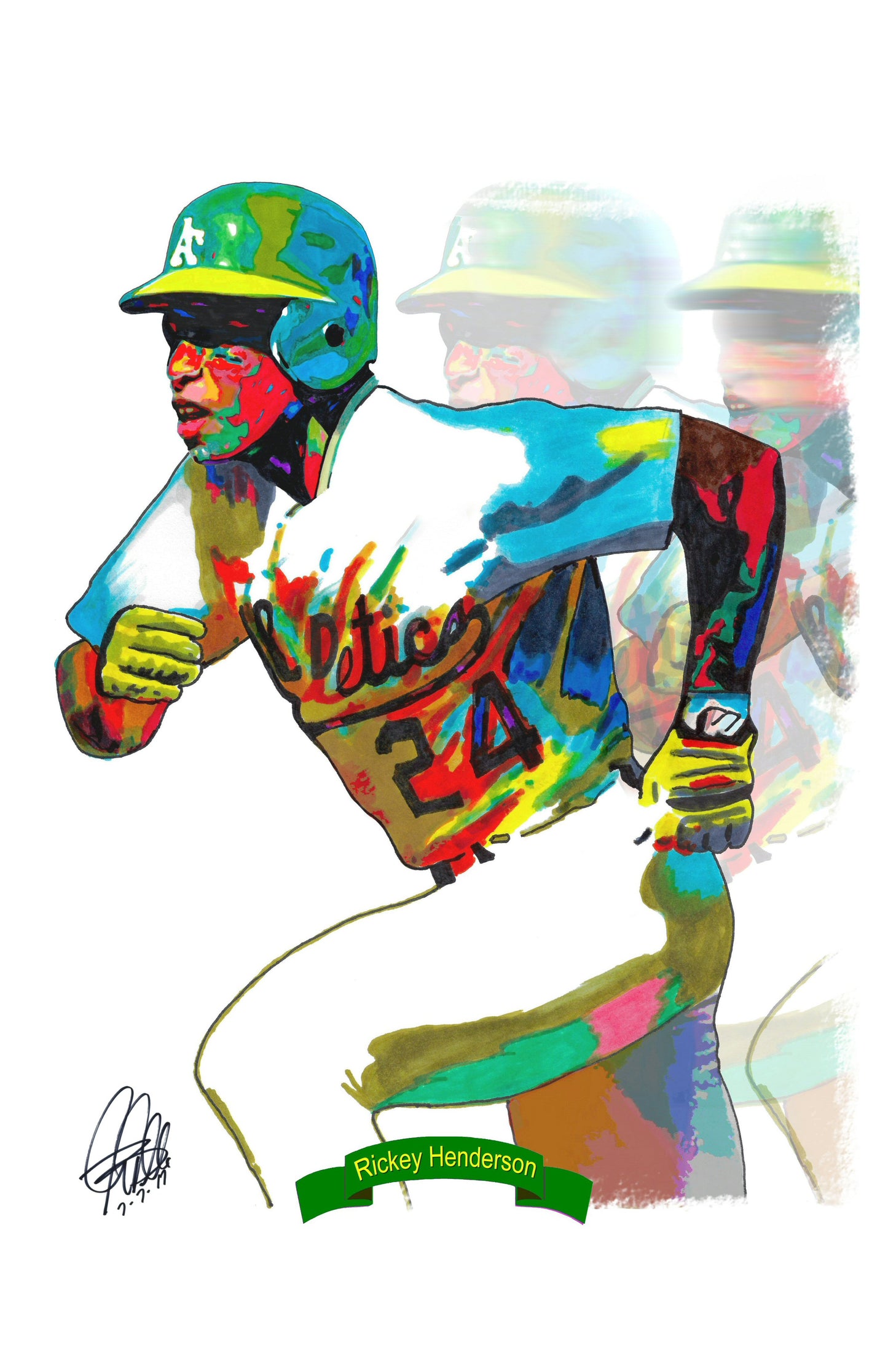 Rickey Henderson Oakland Athletics Baseball Poster Print Wall Art 11x17