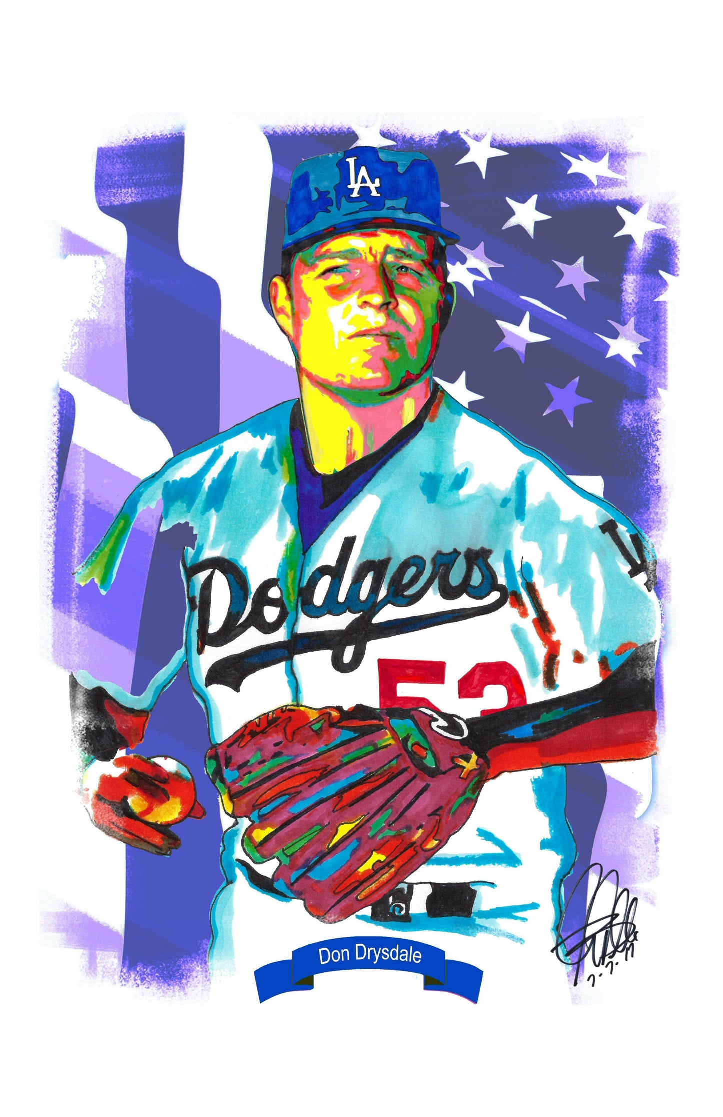 Don Drysdale Los Angeles Dodgers Baseball Poster Print Wall Art 11x17