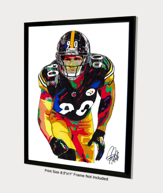 TJ Watt Pittsburgh Steelers Football Sports Poster Print Wall Art 8.5x11