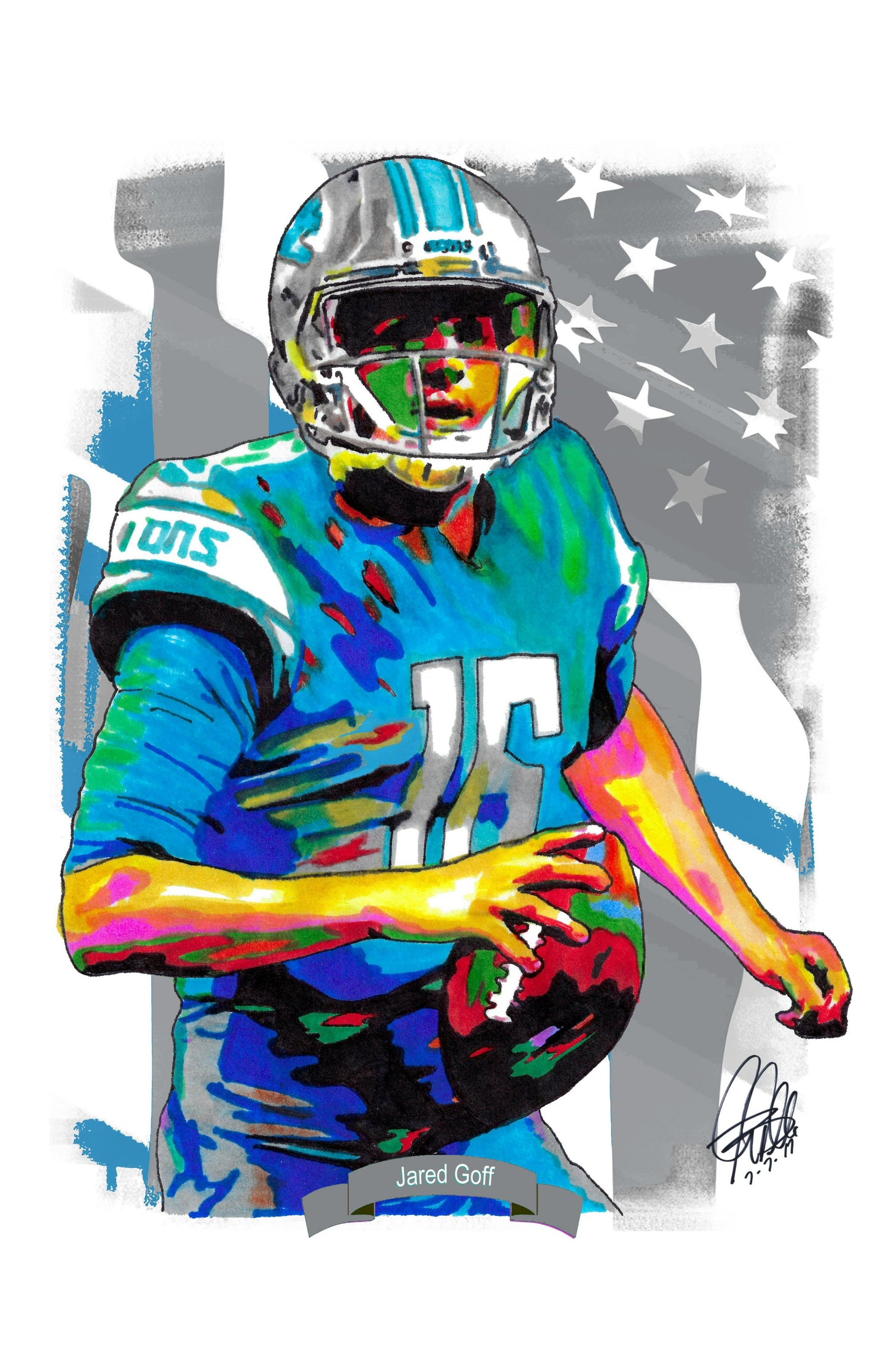 Jared Goff Detroit Lions Football Sports Poster Print Wall Art 11x17