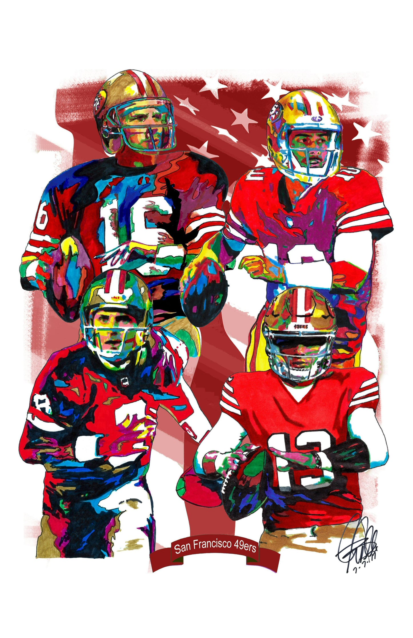 San Francisco 49ers Montana Young Garoppolo Purdy Poster Print Wall Art 11x17