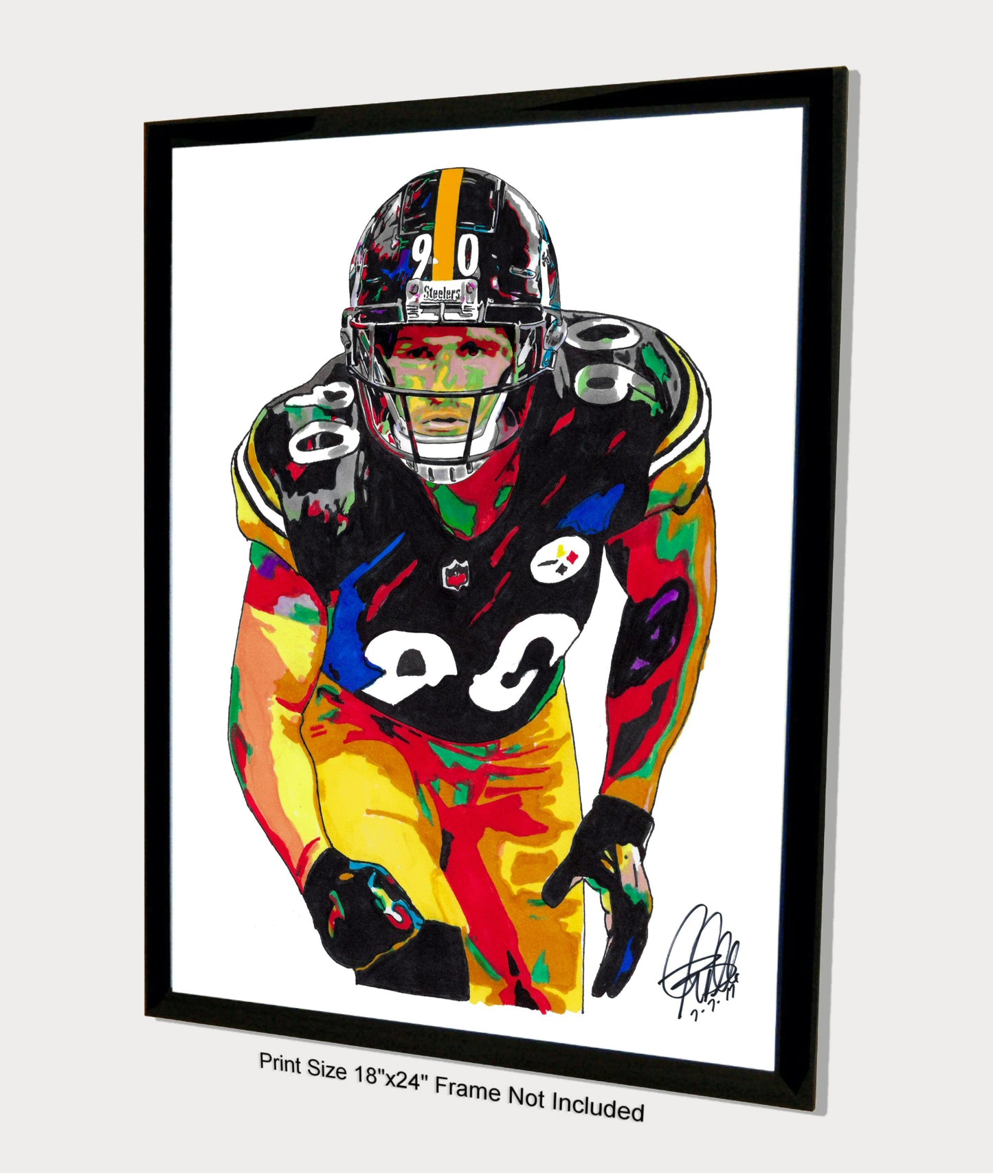 TJ Watt Pittsburgh Steelers Football Sports Poster Print Wall Art 18x24