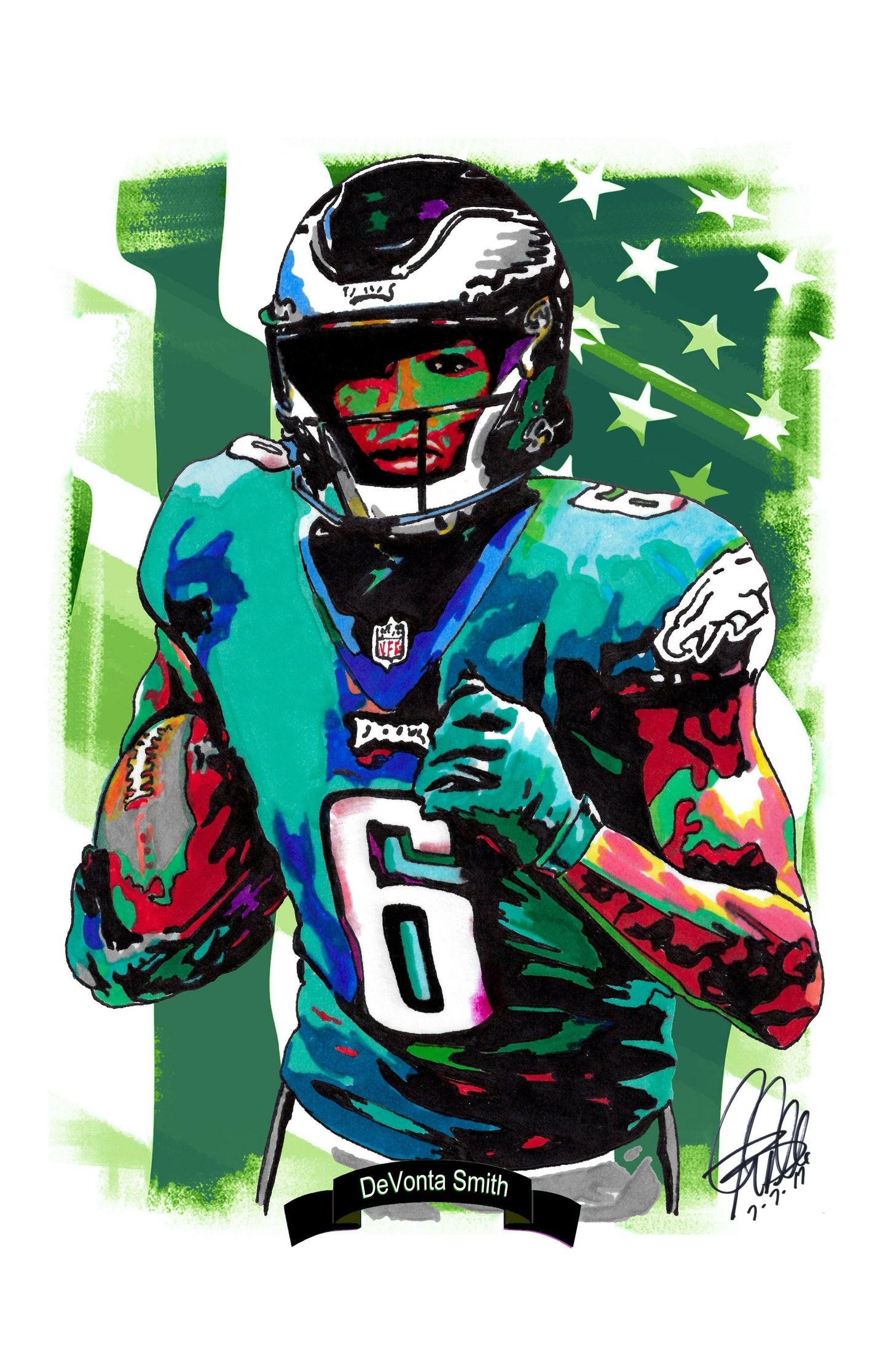 DeVonta Smith Philadelphia Eagles Football Poster Print Wall Art 11x17