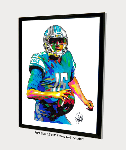 Jared Goff Detroit Lions QB Football Sports Poster Print Wall Art 8.5x11