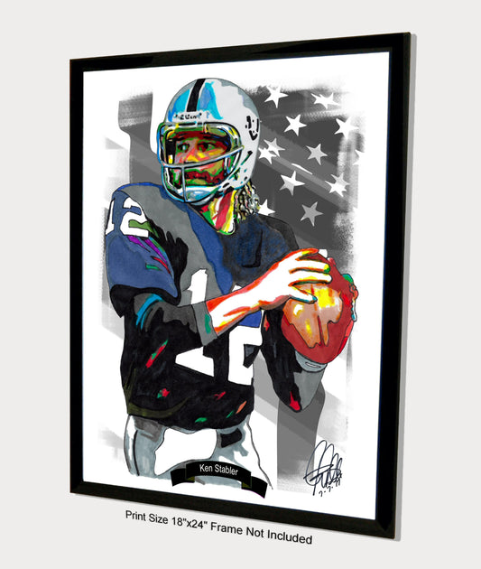Ken Snake Stabler Oakland Raiders QB Football Poster Print Wall Art 18x24