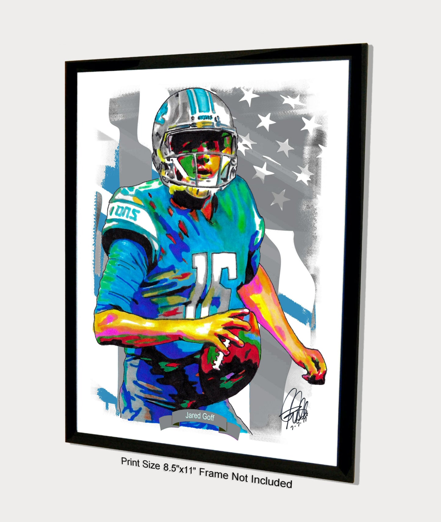 Jared Goff Detroit Lions Football Sports Poster Print Wall Art 8.5x11