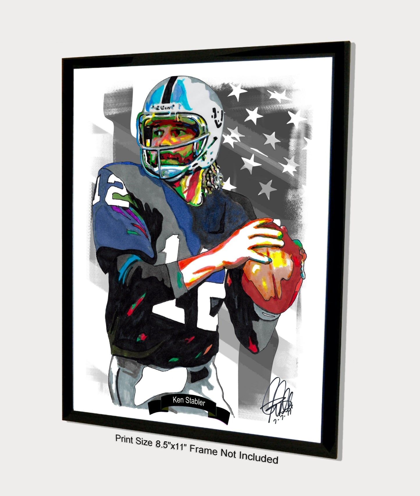 Ken Snake Stabler Oakland Raiders QB Football Poster Print Wall Art 8.5x11