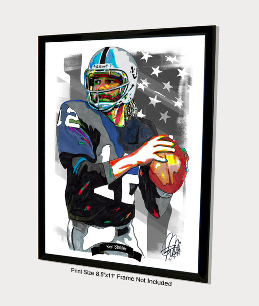 Ken Snake Stabler Oakland Raiders QB Football Poster Print Wall Art 8.5x11