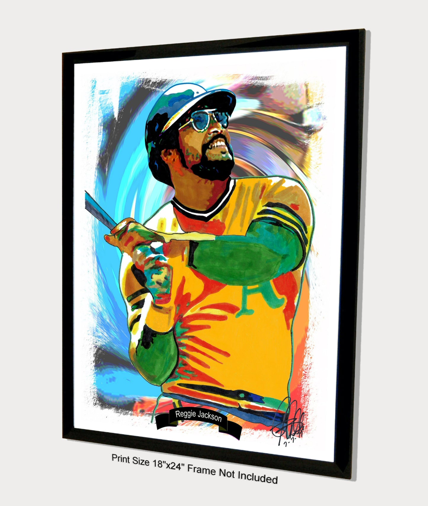 Reggie Jackson Oakland Athletics Baseball Sports Poster Print Wall Art 18x24