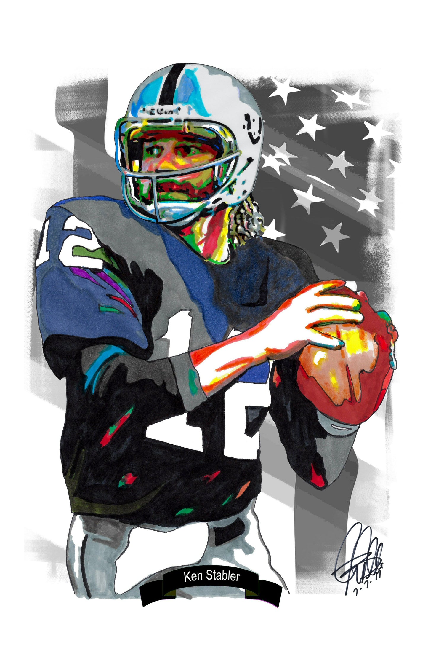 Ken Snake Stabler Oakland Raiders QB Football Poster Print Wall Art 11x17