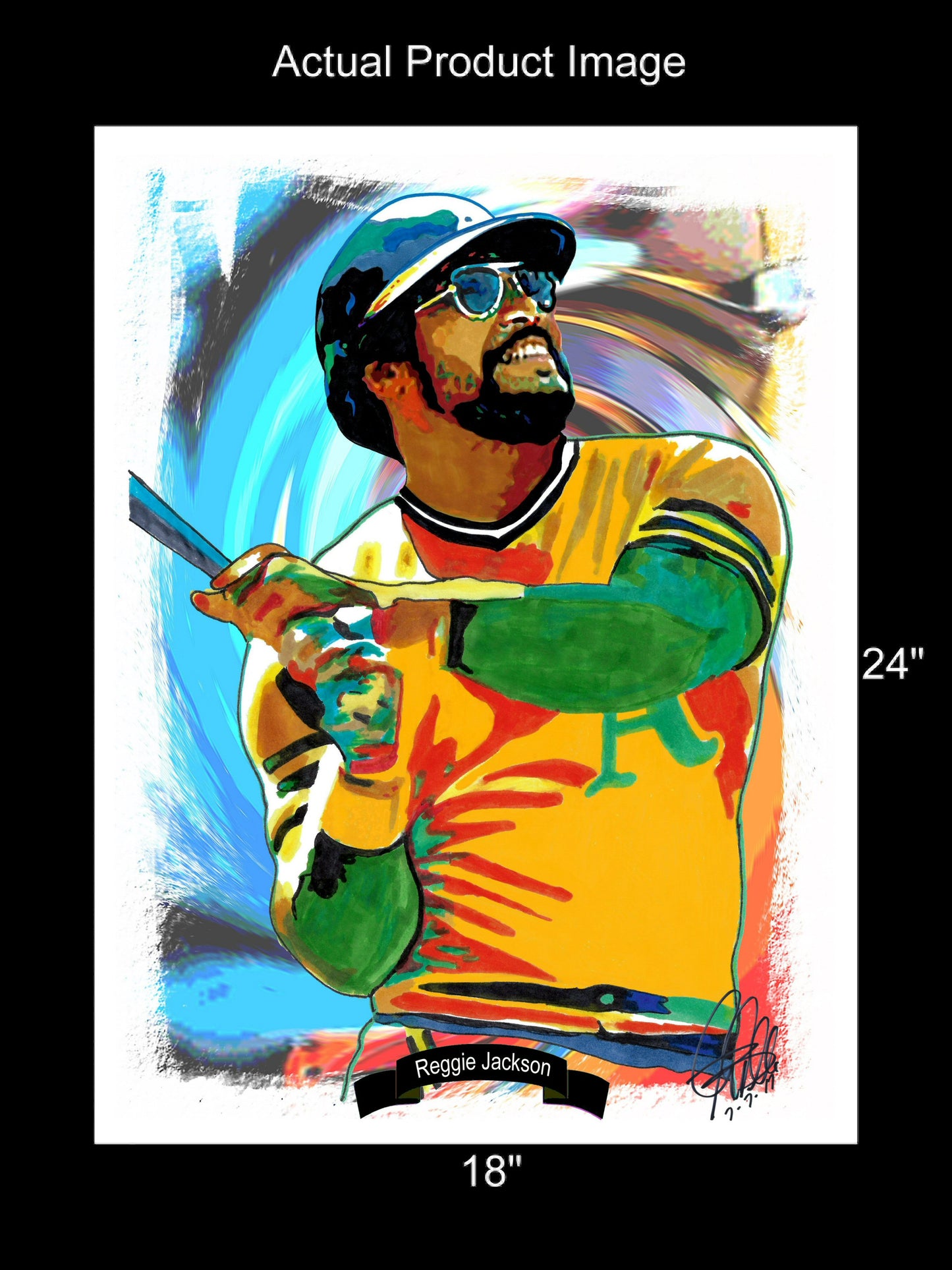 Reggie Jackson Oakland Athletics Baseball Sports Poster Print Wall Art 18x24