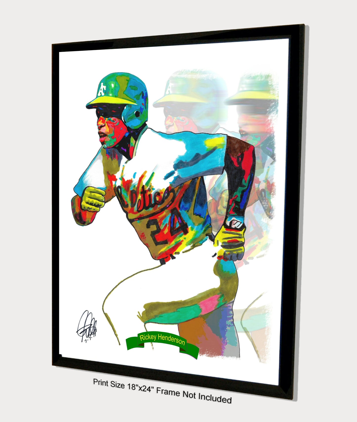 Rickey Henderson Oakland Athletics Baseball Poster Print Wall Art 18x24