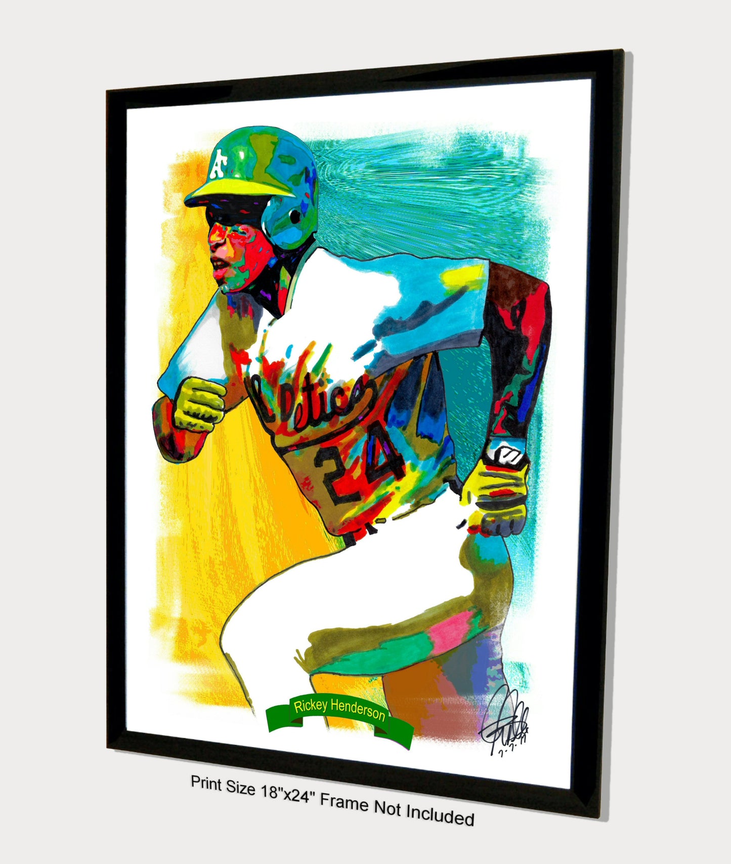 Rickey Henderson Oakland Athletics Baseball Sports Poster Print Wall Art 18x24