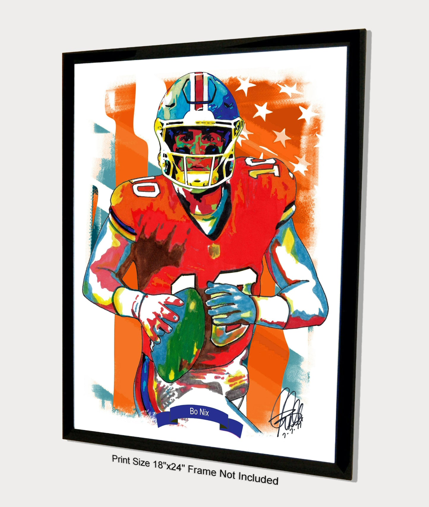 Bo Nix Denver Broncos Quarterback Football Sports Poster Print Wall Art 18x24