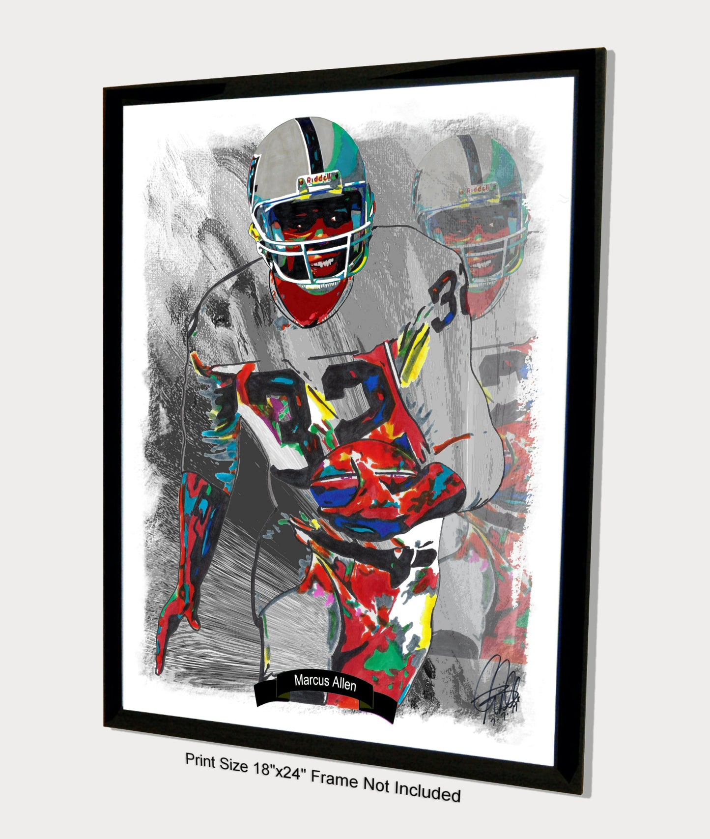 Marcus Allen Oakland Raiders Football Sports Poster Print Wall Art 18x24