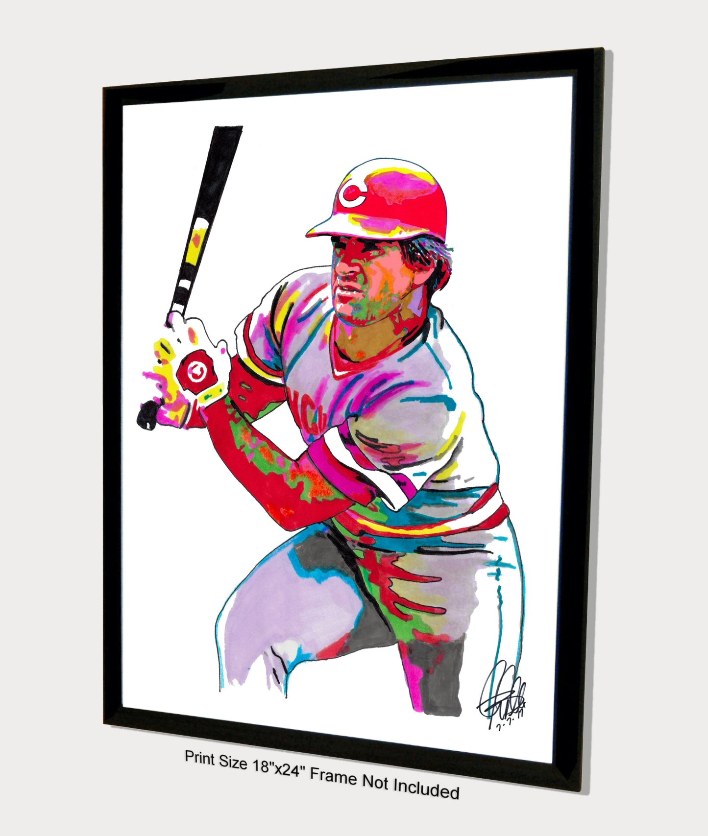 Pete Rose Cincinnati Reds Baseball Sports Poster Print Wall Art 18x24