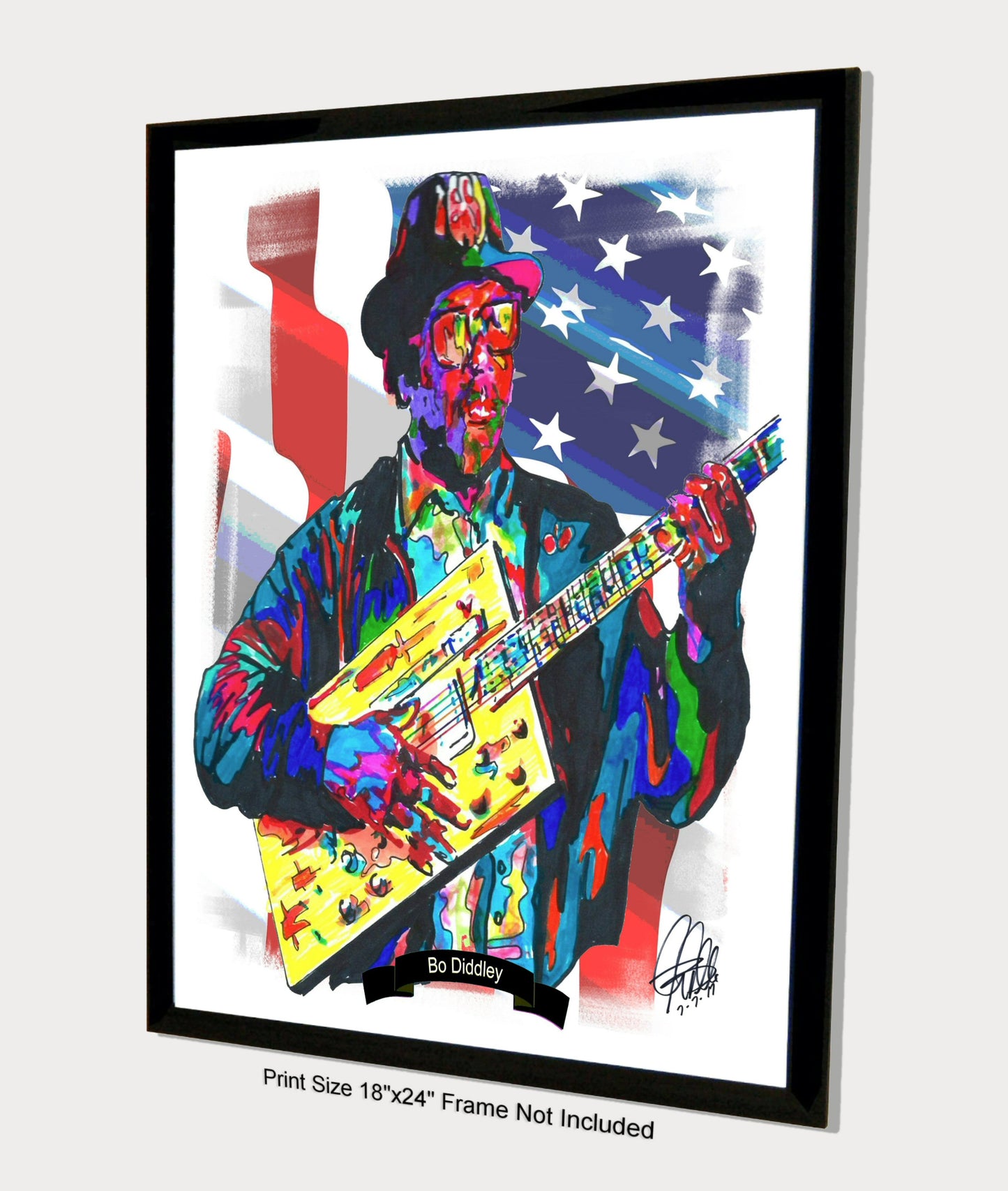 Bo Diddley Guitar Blues Music Poster Print Wall Art 18x24