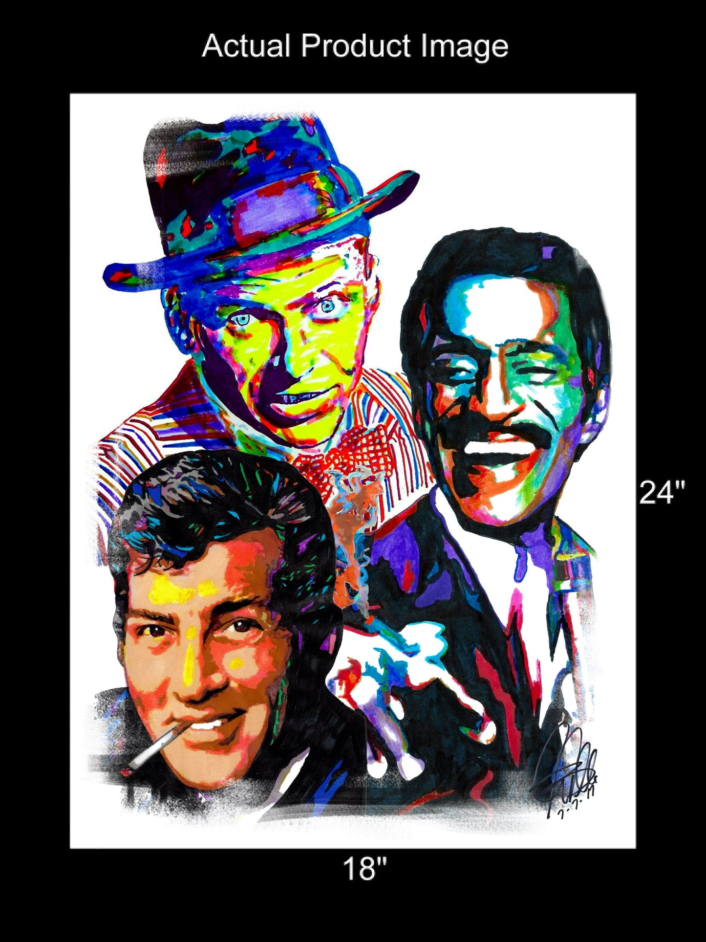 Rat Pack Frank Sinatra Sammy Davis Jr Dean Martin Music Print Wall Art 18x24